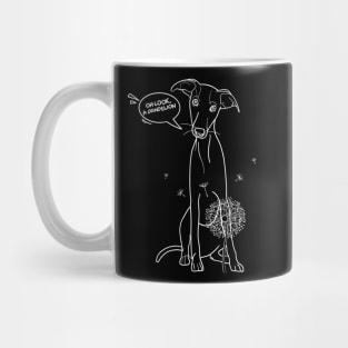 Funny greyhound design; Greyhound with a dandelion flower Mug